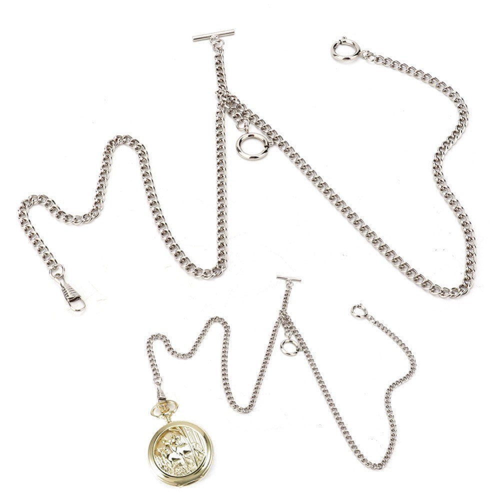 Silver Pocket Watch Chain Classic Antique Present  Men's Accessories