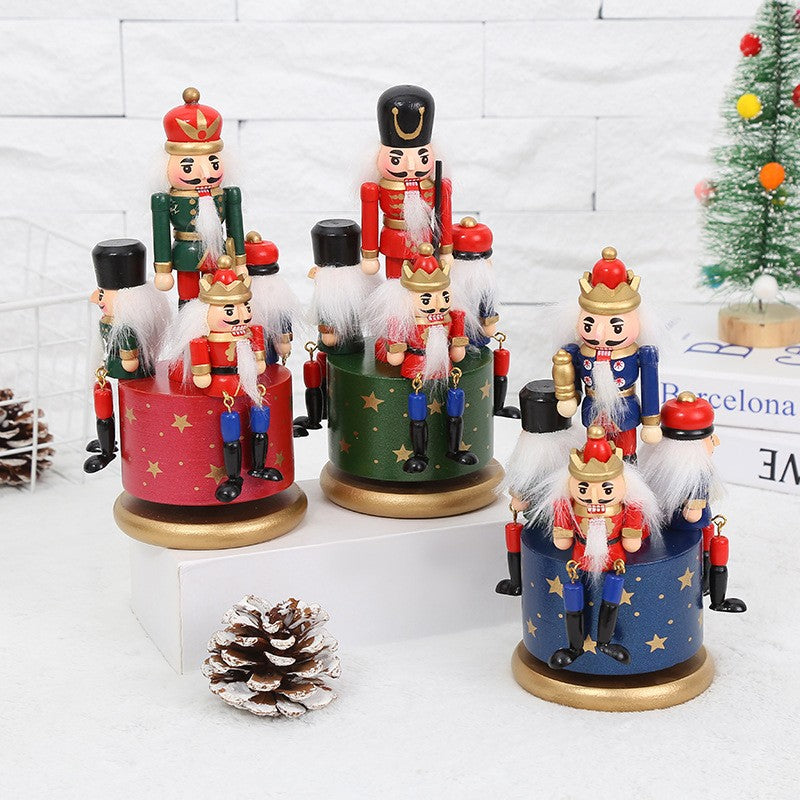 Christmas Music Box Funny Nutcracker Musical Box Hand-painted Rotating Octave Bo