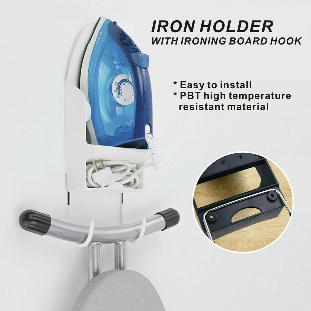 Ironing Board Holder Hanger Door Cupboard Wall Mount Storage Rack Black White UK