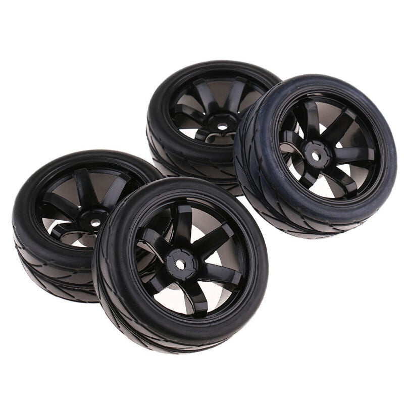 4Pcs 1/10 RC Racing On Road Car Truck Tyres Tires and Wheel Rim 703-6085