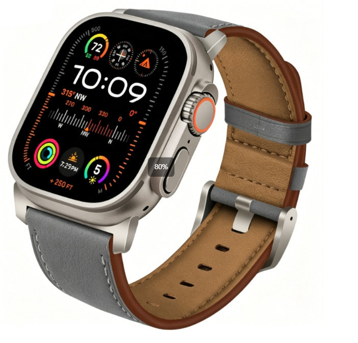 PU Cowhide Leather Strap Band for Apple Watch Ultra 49 46 45 44 42 41 40 38mm