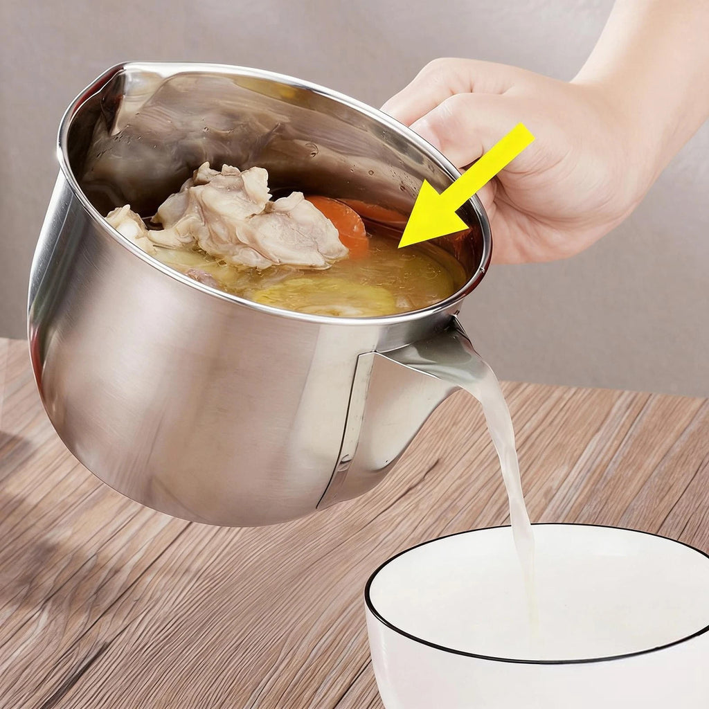 1000ml Stainless Steel Gravy Fat Separator Bowl Oil Soup Strainer Kitchen Tool