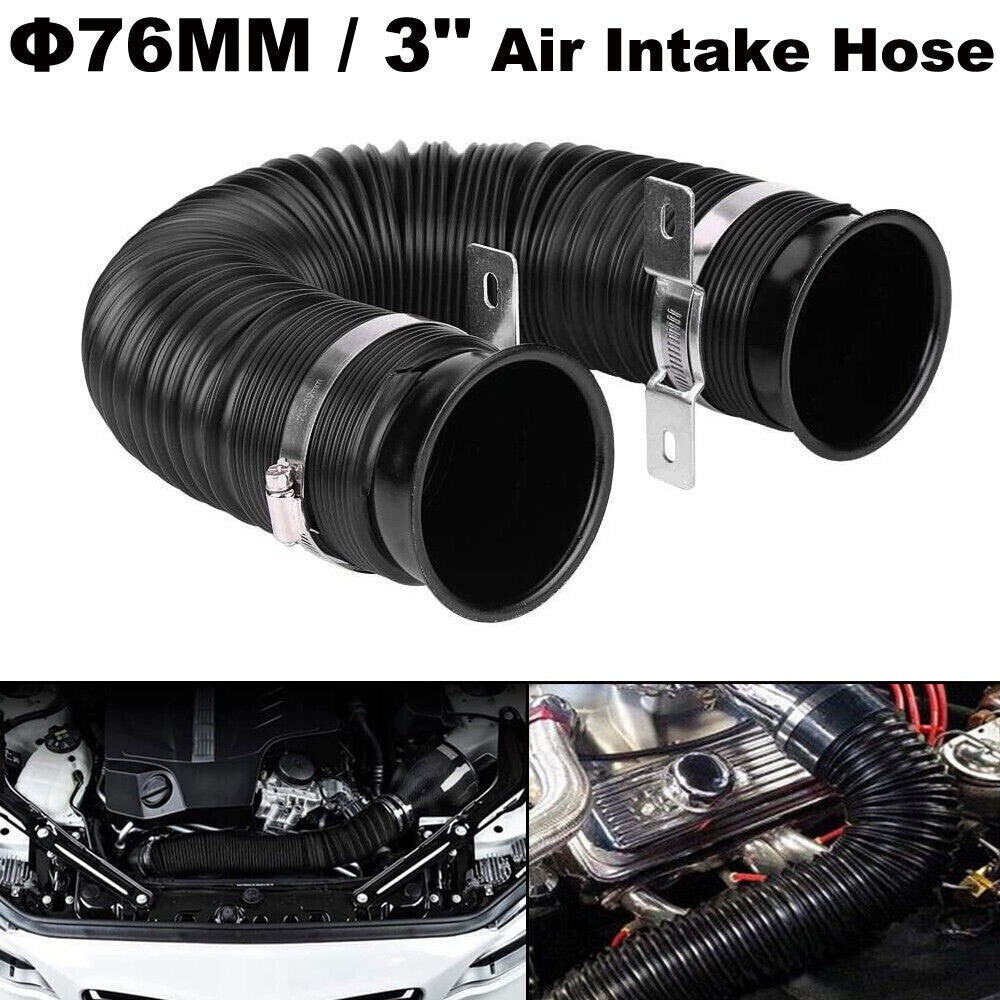 76mm 3 inch Universal Car Cold Air Intake Inlet Pipe Flexible Duct Tube Hose Kit