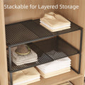 Metal Closet Shelf Adjustable Stackable Shelves DIY Wardrobe Organizer Cabinet