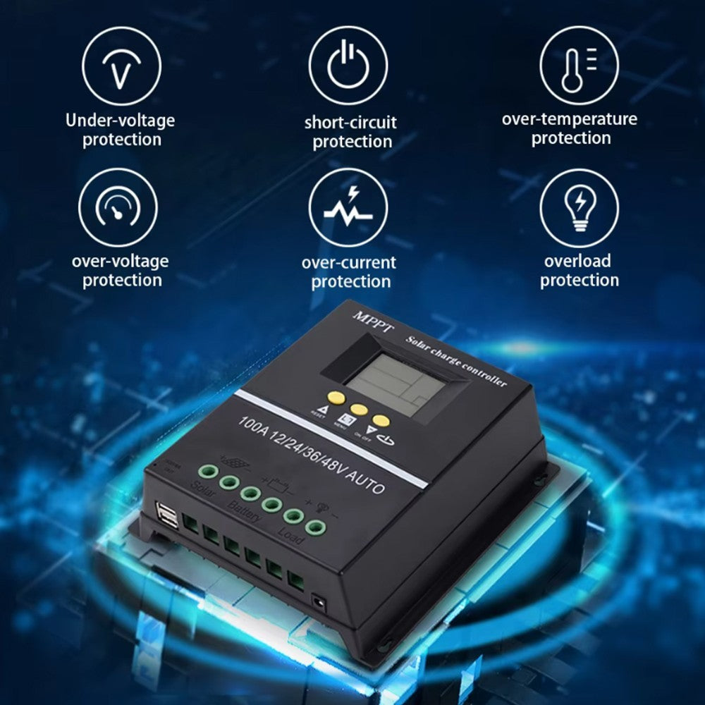 4000W 100A MPPT Solar Charge Controller Battery PV Regulator 12V/24V/36V/48V USB