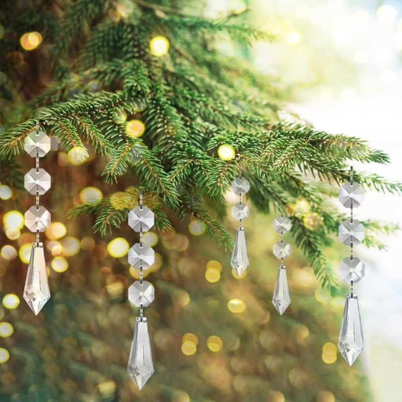 30x Snowflake Crystal Christmas Ornaments Hanging Pendants Xmas Tree Decorations