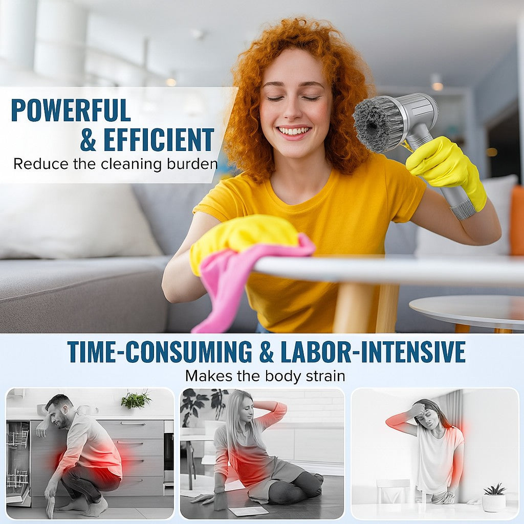 Cordless Electric Spin Scrubber Powerful Turbo Scrub Cleaning Brush Rechargeable