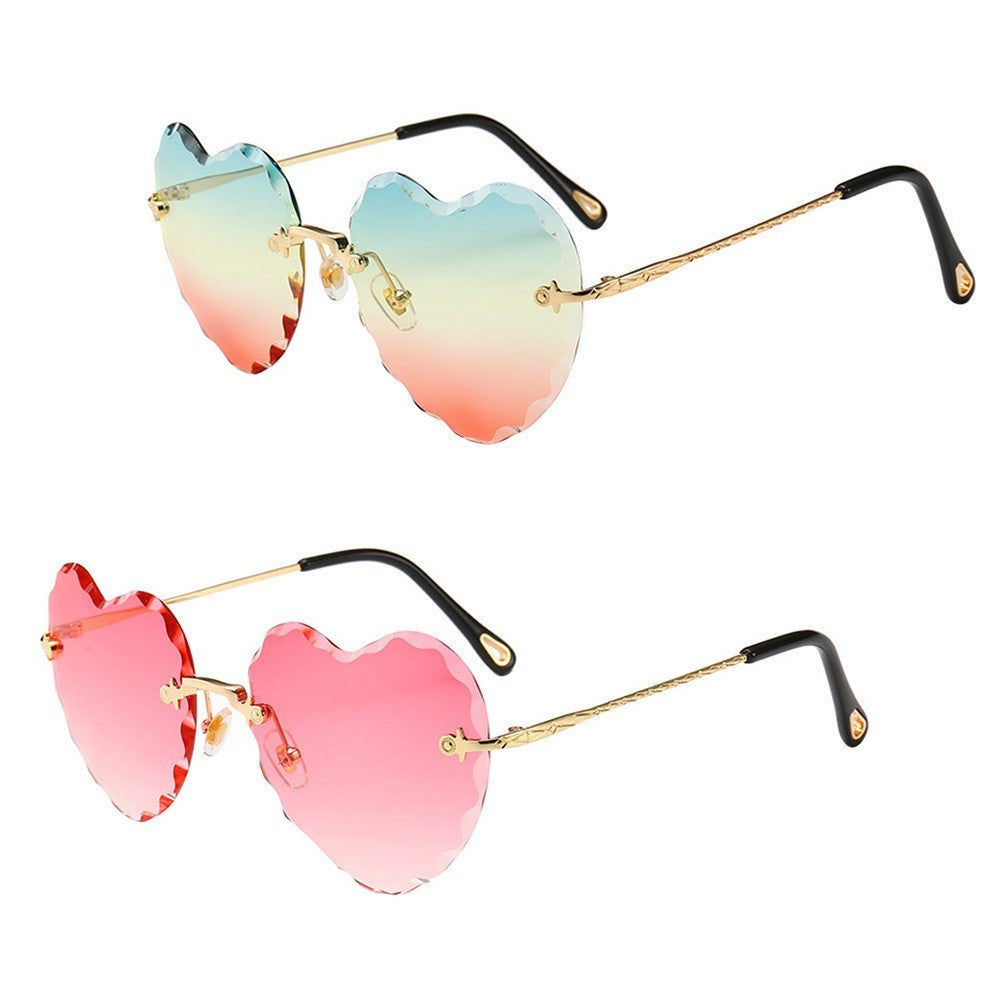 Sunglasses Miss Man Heart Shaped Rimless Ausgefallene Sonnenbrille Damenbrille