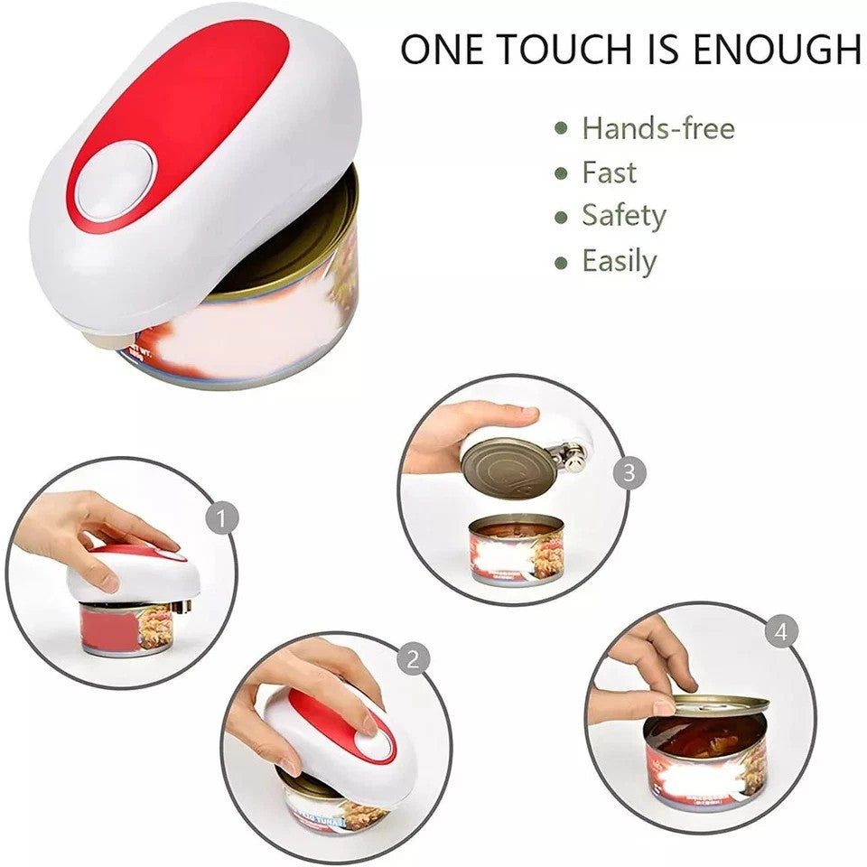 Electric Tin Can Opener Automatic One Touch Battery Operated For Weak Hand Cooks