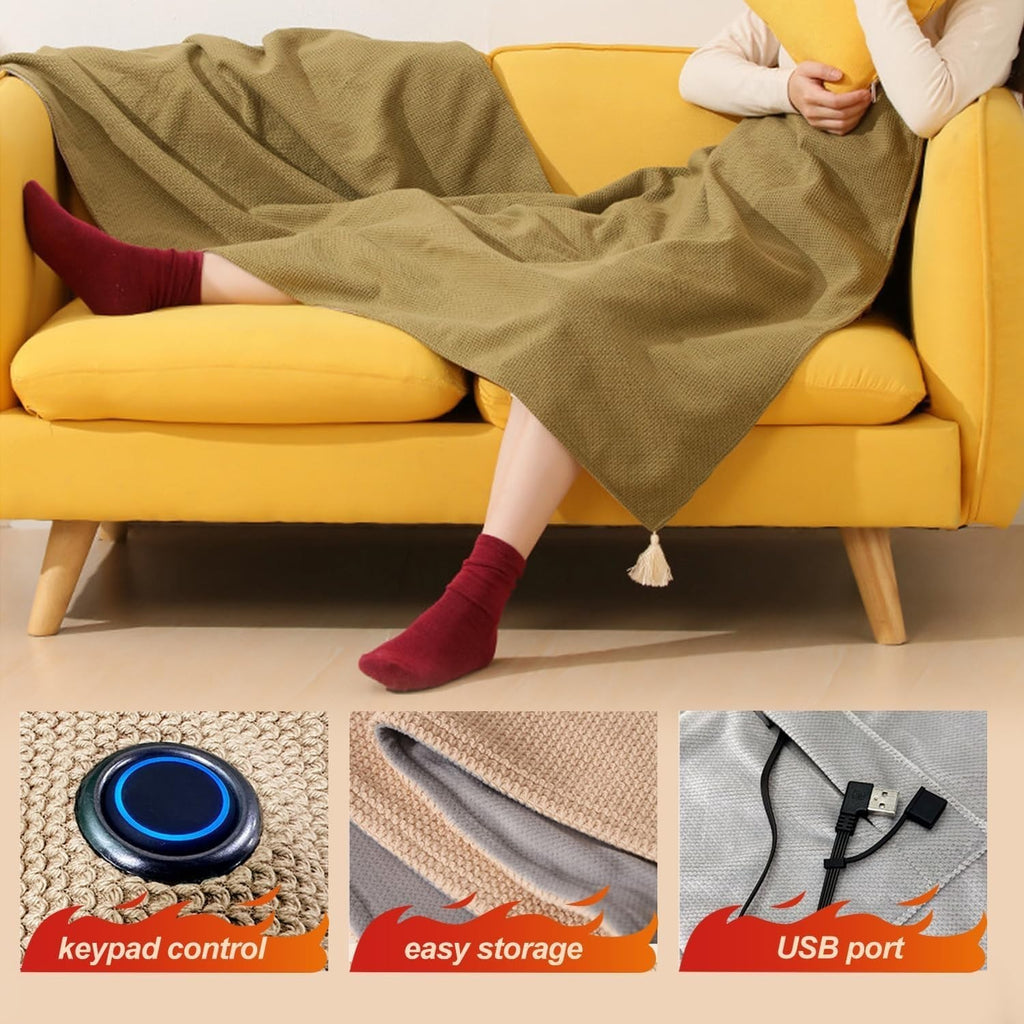 Portable Heated Shawl,Portable Heated Blanket Wrap Shawl Women,15s Fast Heating