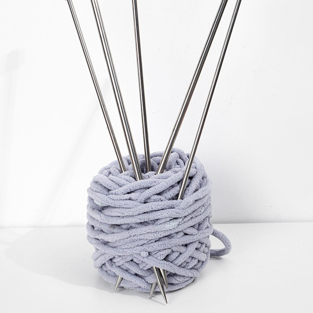 22Pcs Knitting Needle Set 2mm-8mm Stainless Steel Sewing Single Pointed 25cm