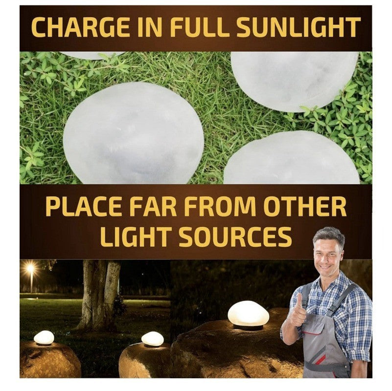Solar 4LED Pebbles Lights Outdoor Waterproof - Solar Rocks Garden Stone Light1pc