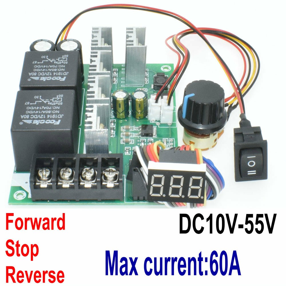 DC10-55V Reversible PWM Motor Speed Controller Switch Control 12V 24V 36V 60A