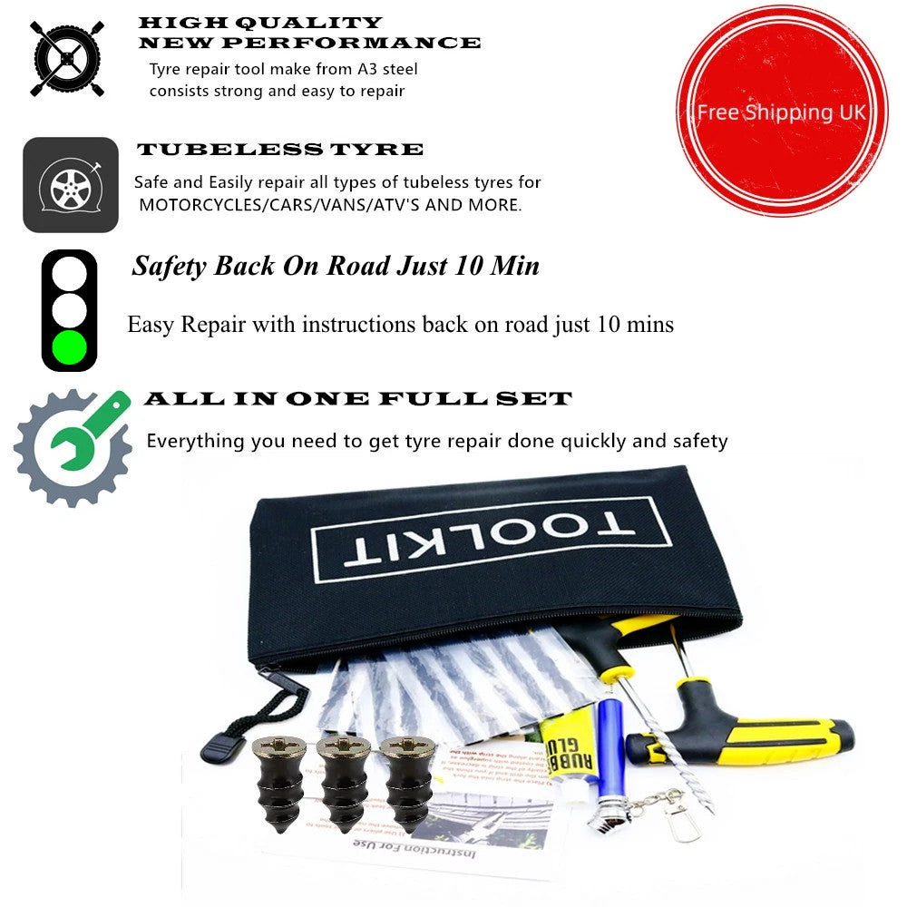 24Pcs Emergency Tyre Puncture Repair Kit Car Van Motorcycle Tubeless Tire Strips
