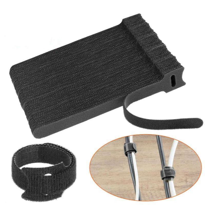 100xReusable Ties Velcros Hook and Loop Fastener Tape Ties Straps 150mm Color