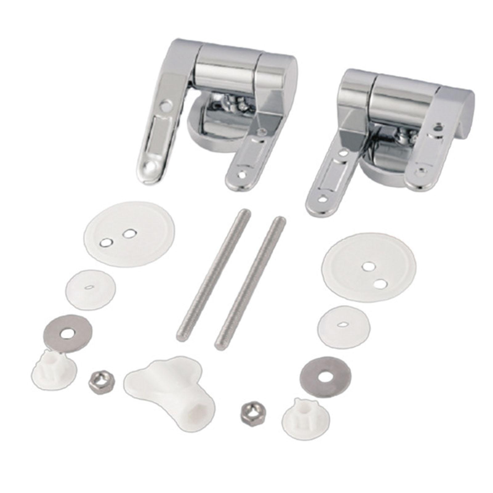 2pcs WC Toilet Seat Hinges Universal Hinge Replacement Hinge Set with Fittings