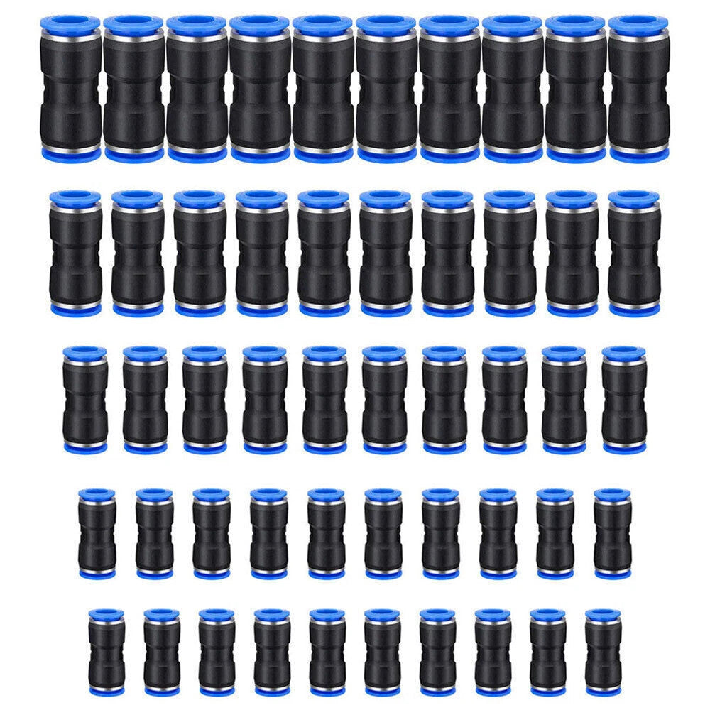 50x Straight Push Connectors Pneumatic Connect Fittings Air Line Quick Hose sets