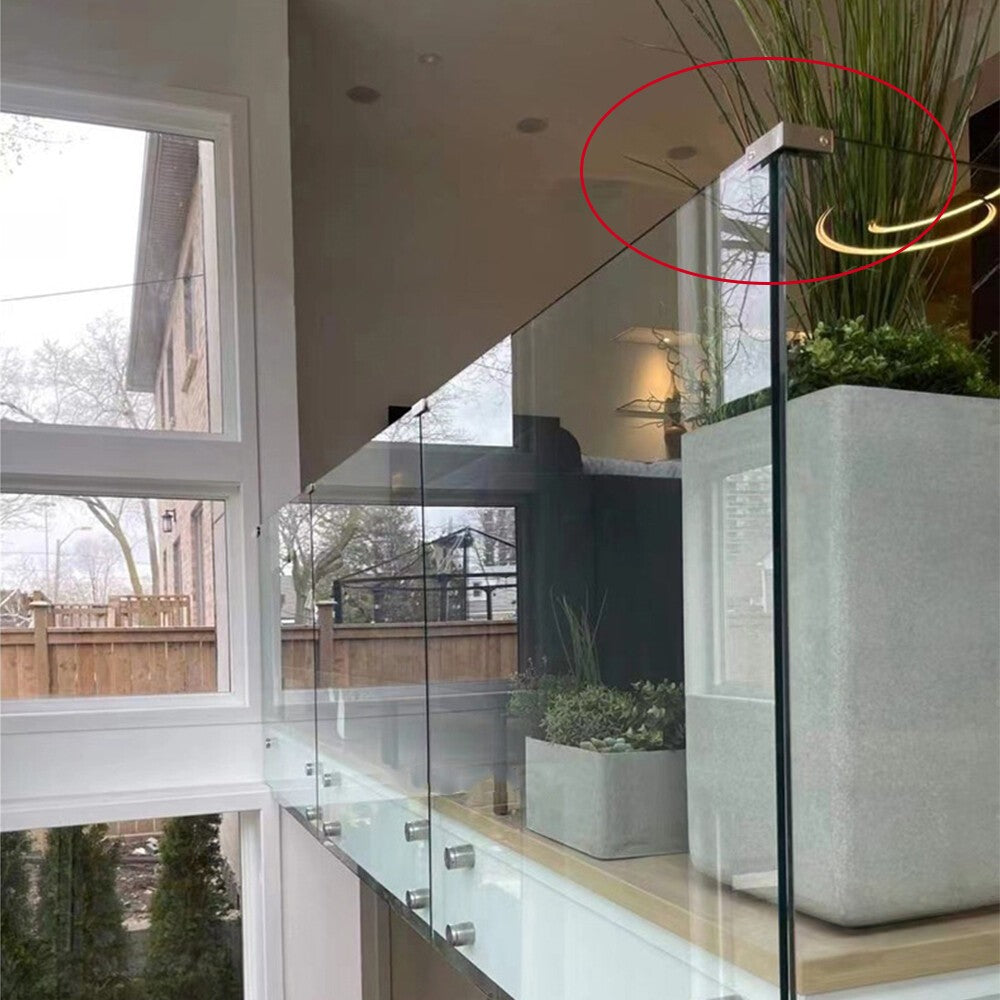 2XStainless Steel 90 Degree Glass Balustrade Stiffener / Clamp 10-12mm - Duplex