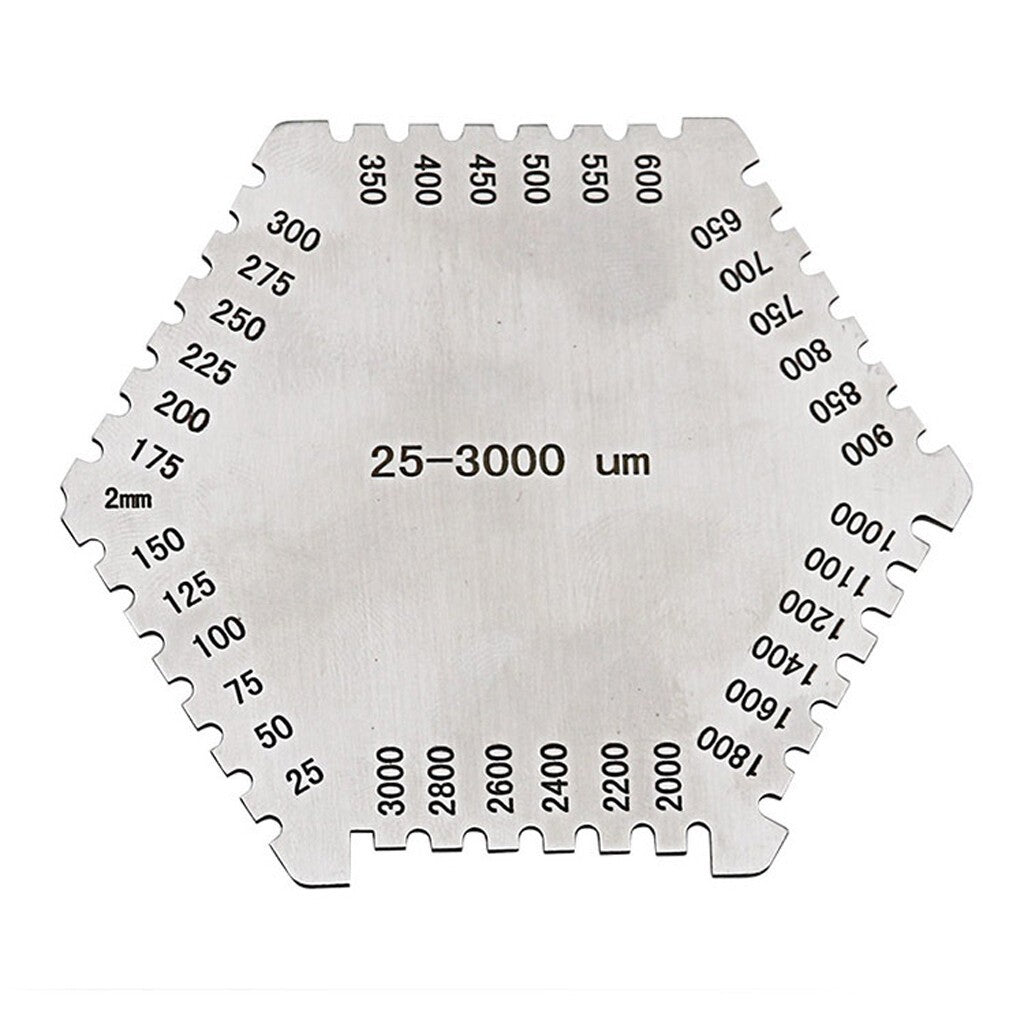 High-Precision Hexagon Wet Film Comb  (25-3000 um)- Paint Thickness Gauge -