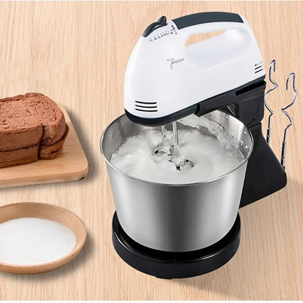 7 Speed Electric Hand Mixer  Handheld Whisk Beaters & Dough Baking Hooks
