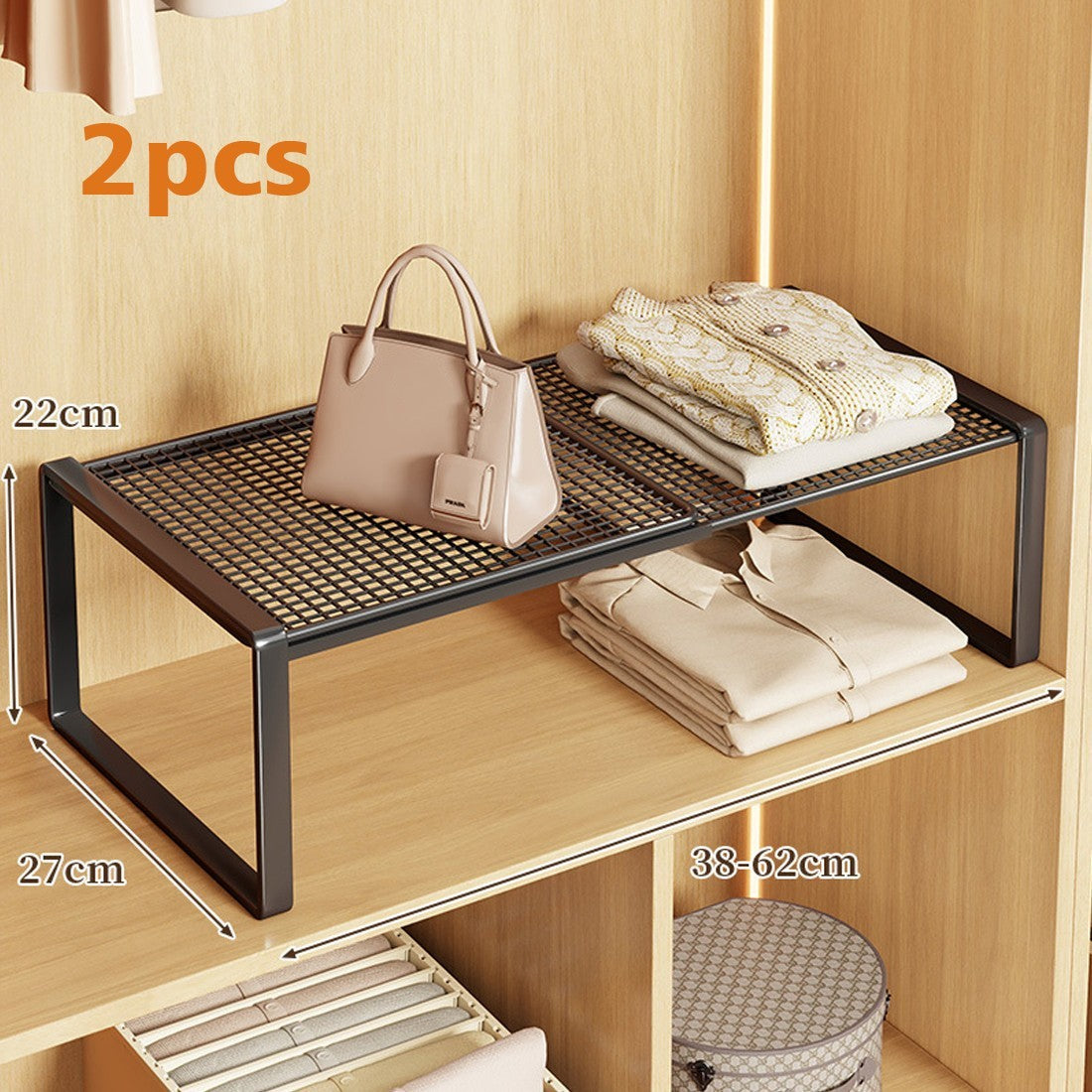 Extendable Wardrobe Tiered Shelves, Wardrobe Storage Rack,cabinet Tiered Shelves