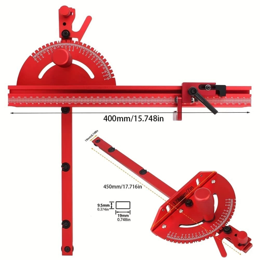 Accurate Aluminum Miter Gauge for Table Saws with Flexible Angle Locking System