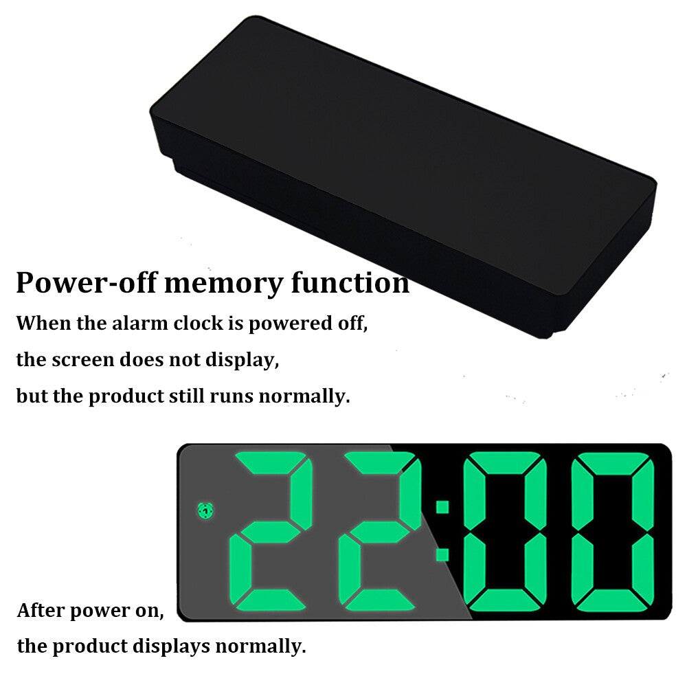 Alarm Clock Led Display Digital Mirror Voice Clock Battery/Plug-In Dual Purpose