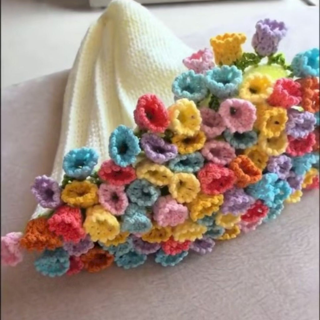 Crochet Flowers Rose Bouquet Blanket Handmade Soft And Lightweight Rose DIY