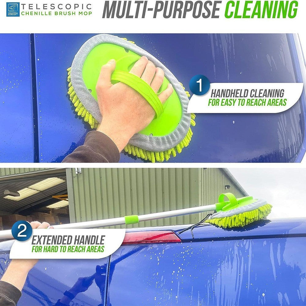 Telescopic Car Wash Mop Adjustable Long Handle Brush Vehicle Cleaning Tool Kit