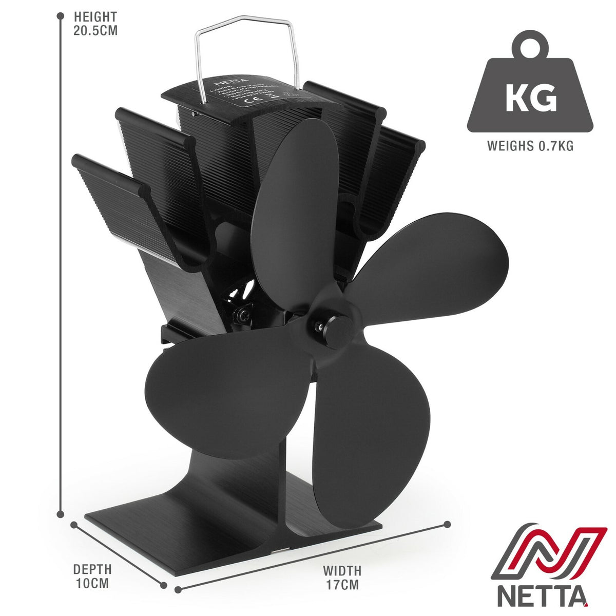 Heat Powered Stove Fan For Wood Logs Burner Fireplace Quiet 4 Blades