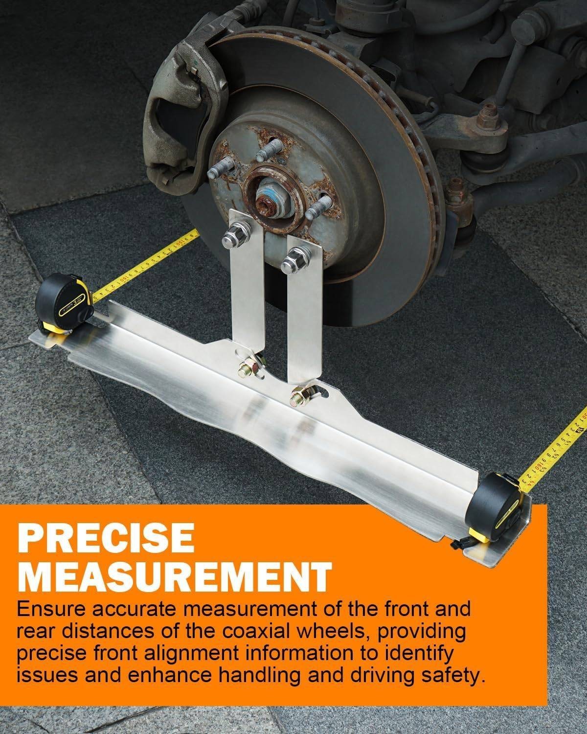2Pcs DIY Upgraded Toe Wheel Alignment Tool Plate Kit with Measuring Tapes Silver