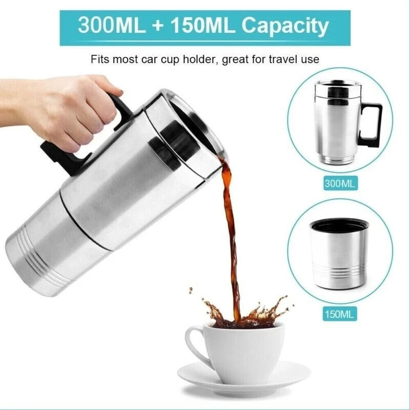 12v Portable Electric Kettle Car Van Travel Stainless Steel Water Heater Pot UK