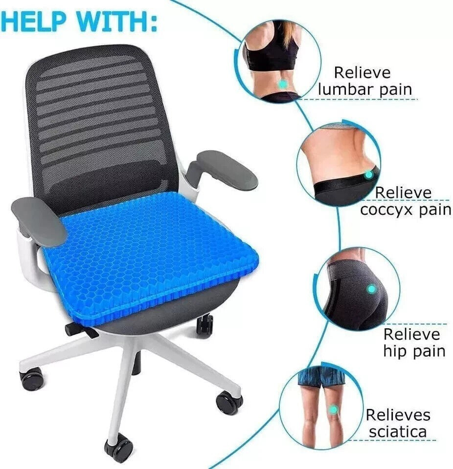 2PCS Orthopaedic Gel Seat Cushion Extra Thick Memory Foam Office Car Chair