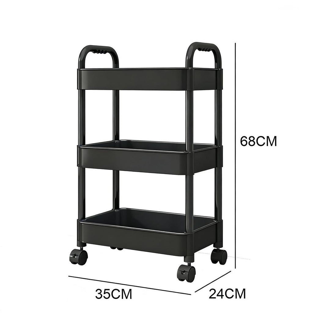 3 Tier Storage Trolley Cart on Wheels Kitchen Bathroom Laundry Narrow Space Rack