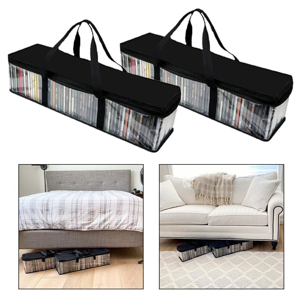 Large Clear Holds DVD CD Storage Holder Easy Zip Closure Carry Bag Organizer