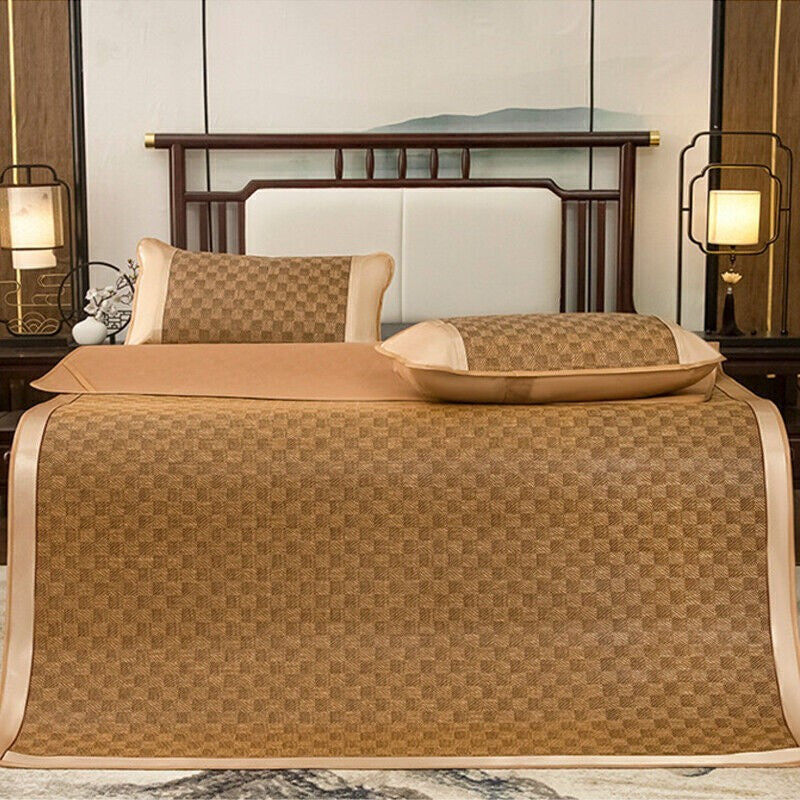 Summer Sleeping Mat 1set For Bed Rattan Foldable Nature Bamboo Cool Bed Mat Pad