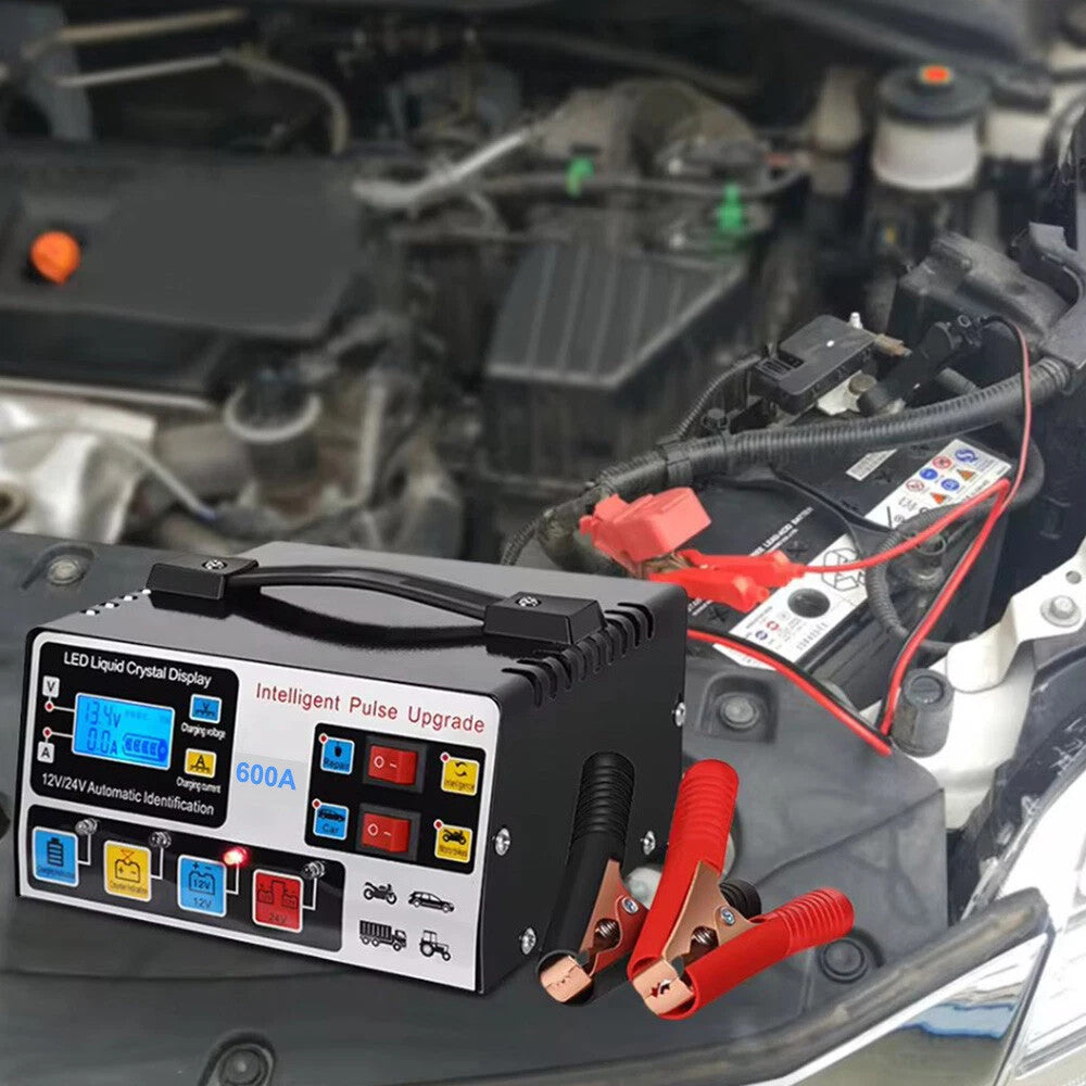Heavy Duty Smart Car Battery Charger 12V/24V Automatic Pulse Repair Trickle 600A