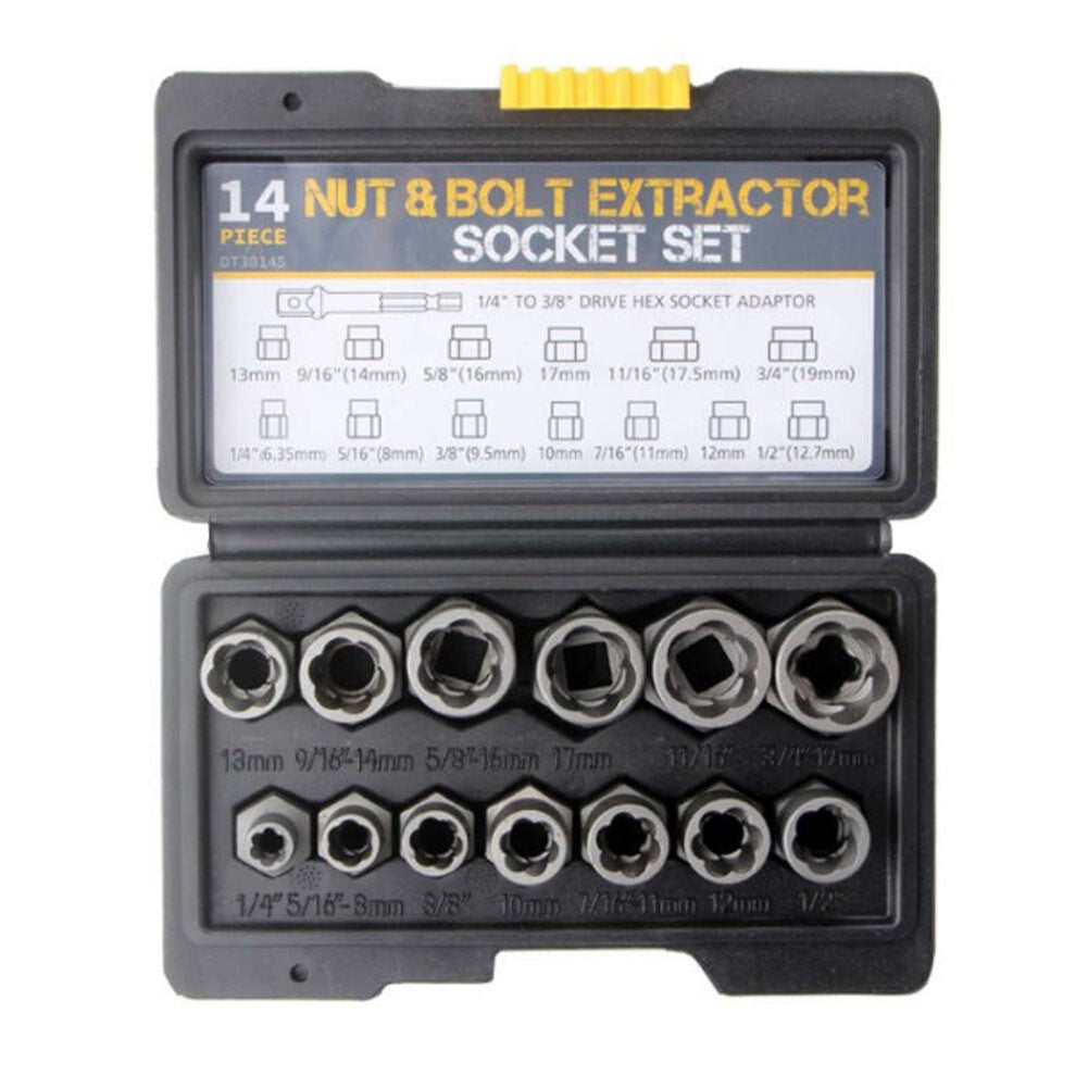 3/8" Locking Wheel Nut Remover Tool Set Stud Bolt Impact Twist Socket Extractor