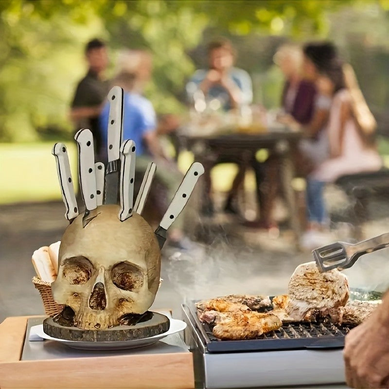 Skull Knife Holder For Kitchen Storage, Horror Kitchen Storage Head Rack Decor