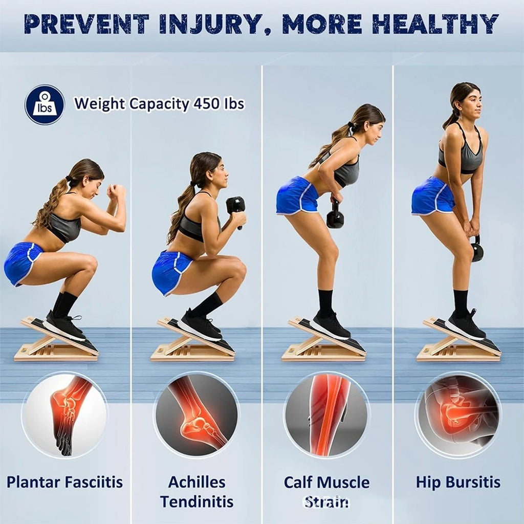 Professional 5 Level Calf Stretcher Incline Board Ankle Wooden Slant Board