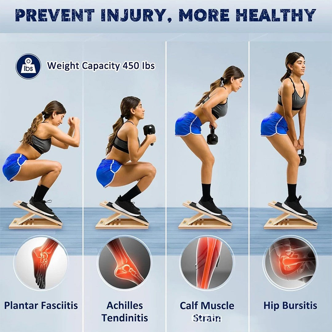 Professional 5 Level Calf Stretcher Incline Board Ankle Wooden Slant Board