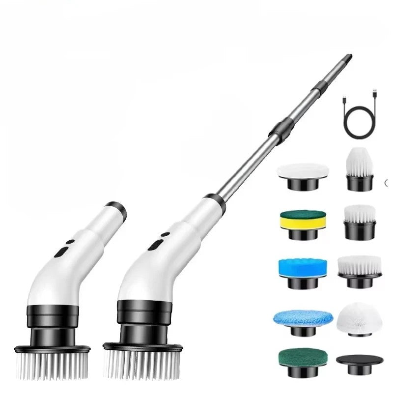 9 IN 1 Electric Spin Scrubber Cordless Cleaning Brush Bathroom Rotating Scrubber
