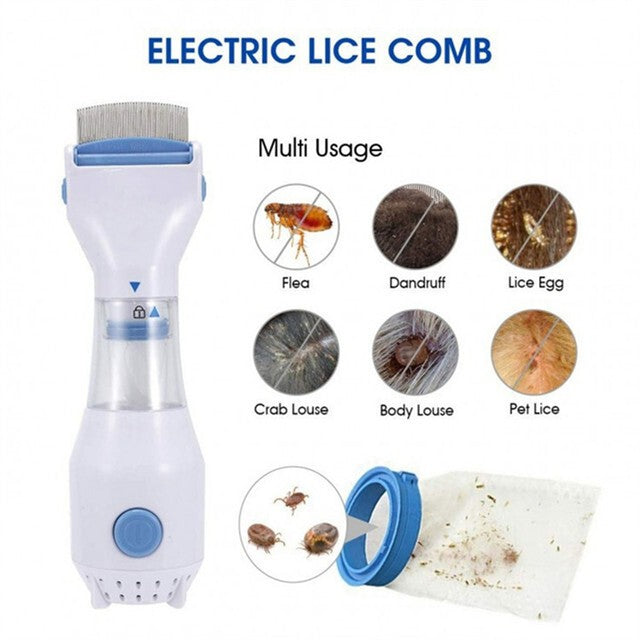 Electric Vacuum Head Nit Anti Lice Comb Brush Pet Dog Flea Filter Remover Tool