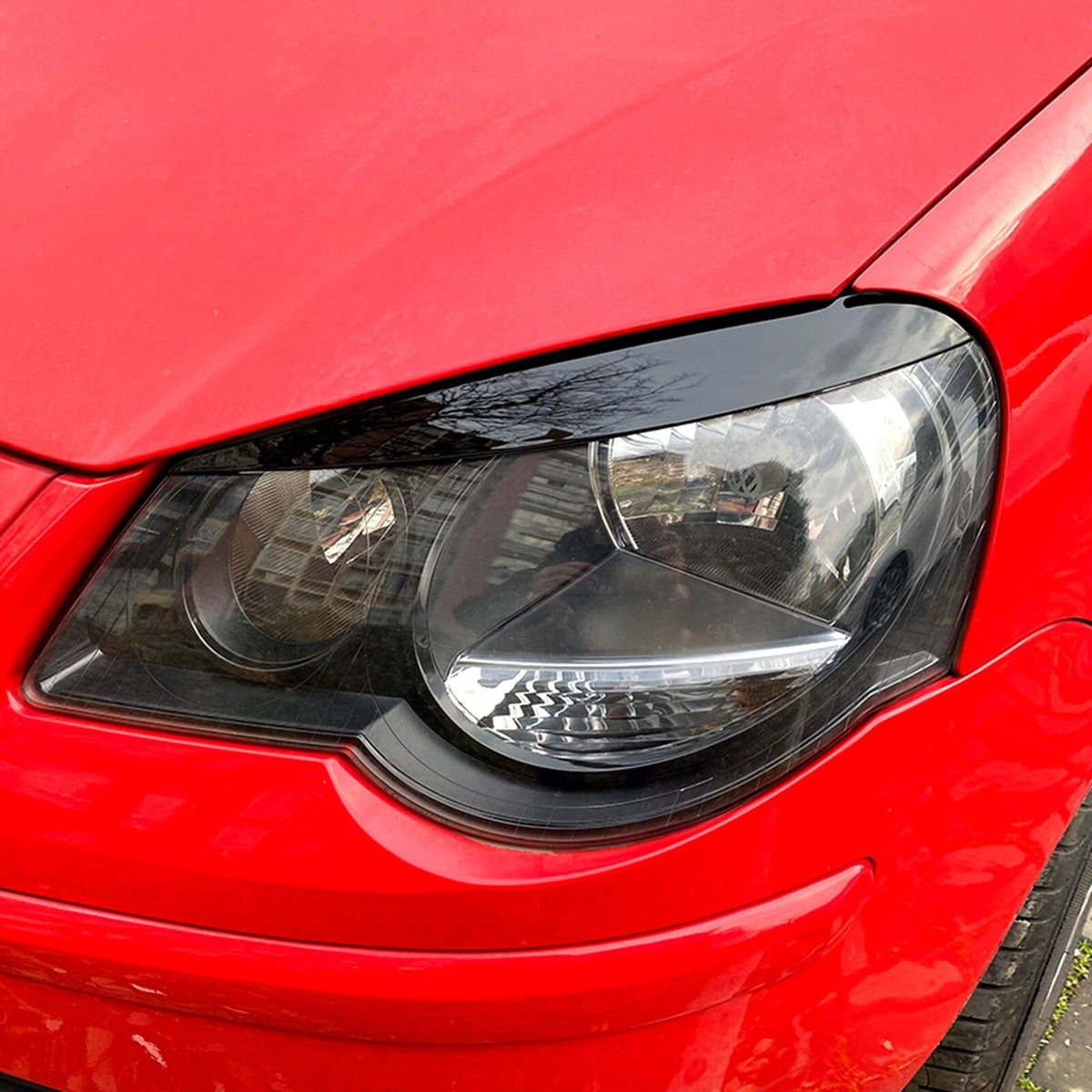 1 Pair Headlight Eyelid Eyebrow Trim Gloss Black For VW Polo 4 9N 9N3 2005-2009