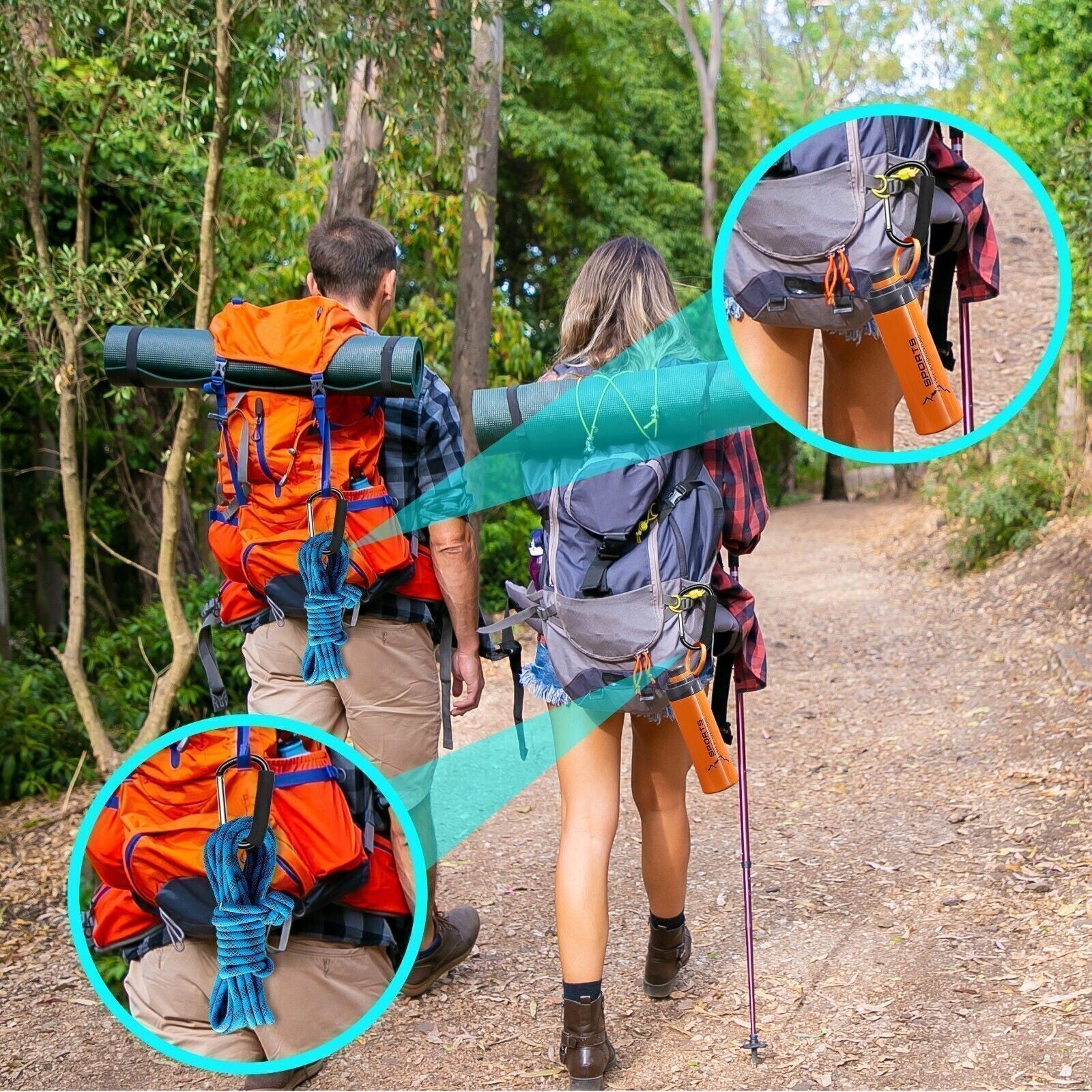 2PCS Heavy Duty Carabiner Clip Hook D-ring Screw Lock Outdoor Rock Buckle