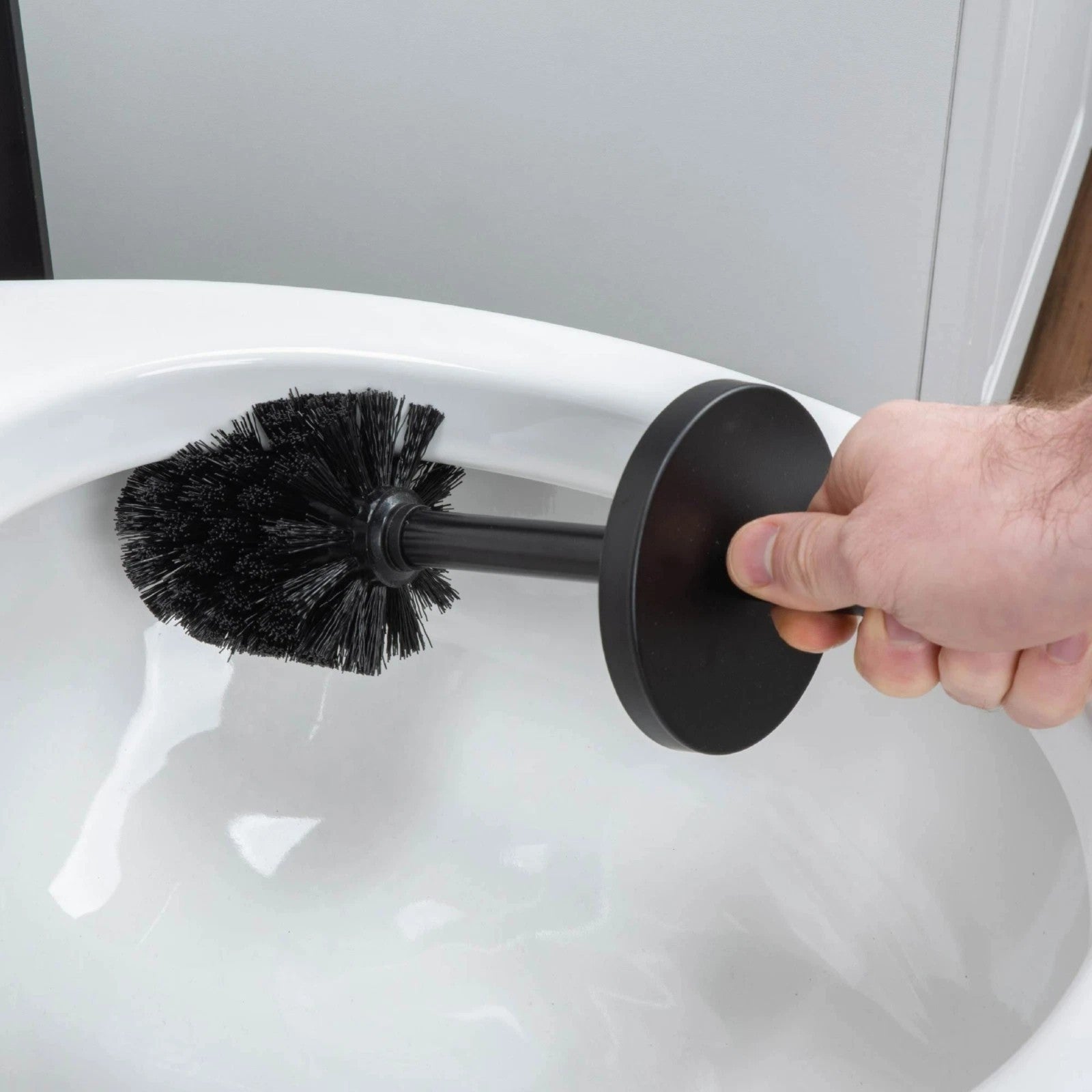 Matte Black Toilet Brush with Holder Bathroom Bowl Cleaning Set Modern Design