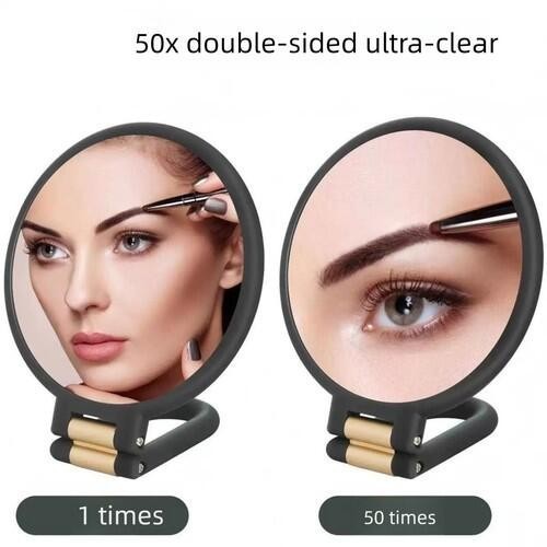 50x Magnifying Makeup Mirror Portable Double-Sided Mirror Adjustable Handle PN
