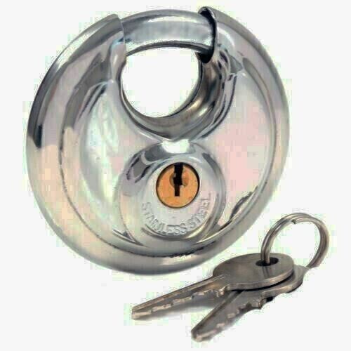 Heavy Duty High Security 70mm Round Circular Disc Steel Lock Garages Padlock UK