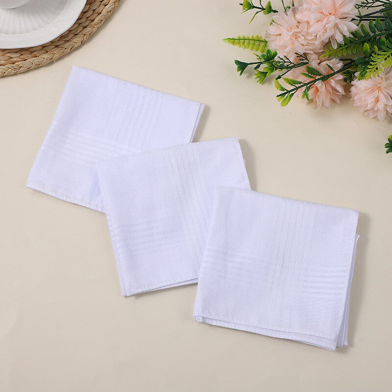 12PCS Mens Large White Square Handkerchief Soft Cotton Hankies Hankerchiefs  UK