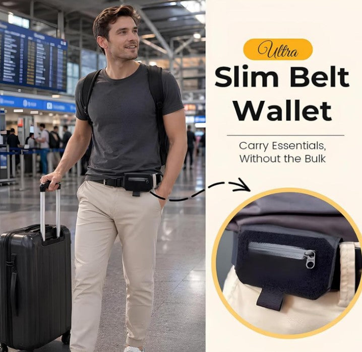 Slim Belt Wallet — Zero Bulk For Your Everyday Carry,Concealed Retractable